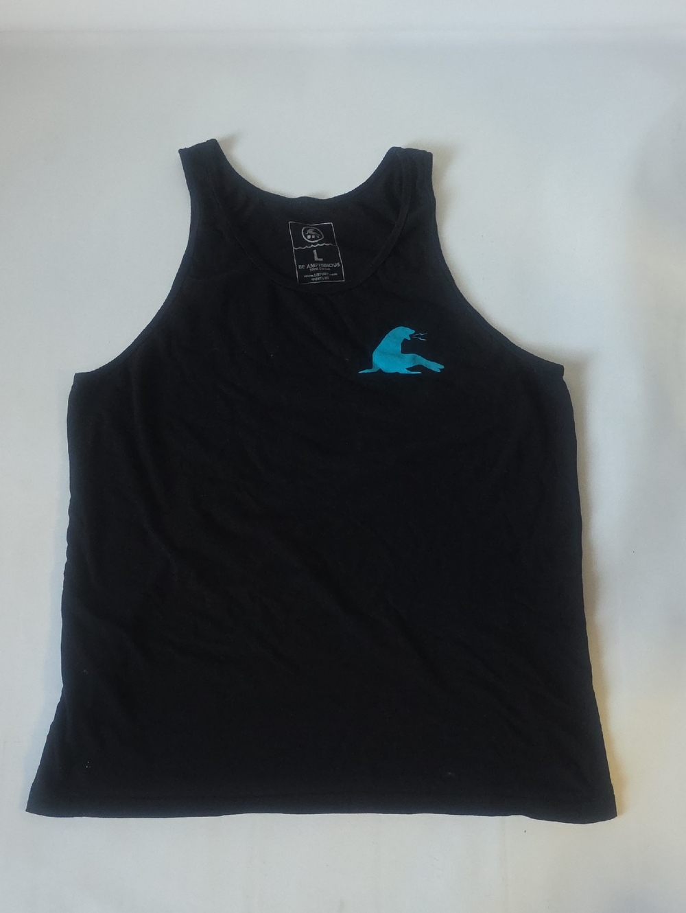 Washed Once is a L Black Tank Top, "Vicious Fishes" By Navy SEAL Vet Owned Co.